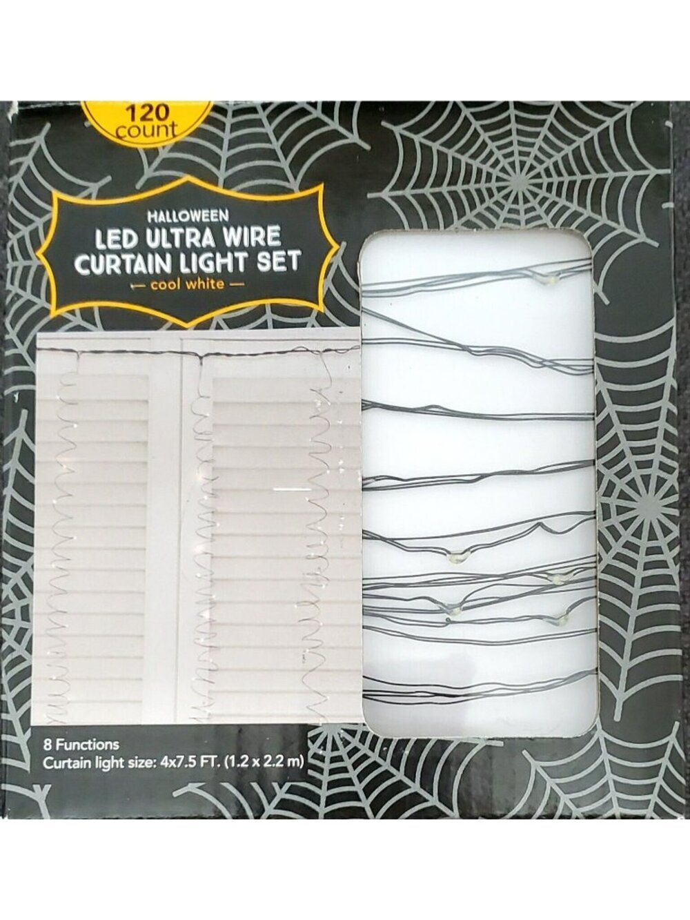 New Halloween 120 Light LED Wire Curtain Electric 8 Functions Bright White Fairy - Picture 1 of 4
